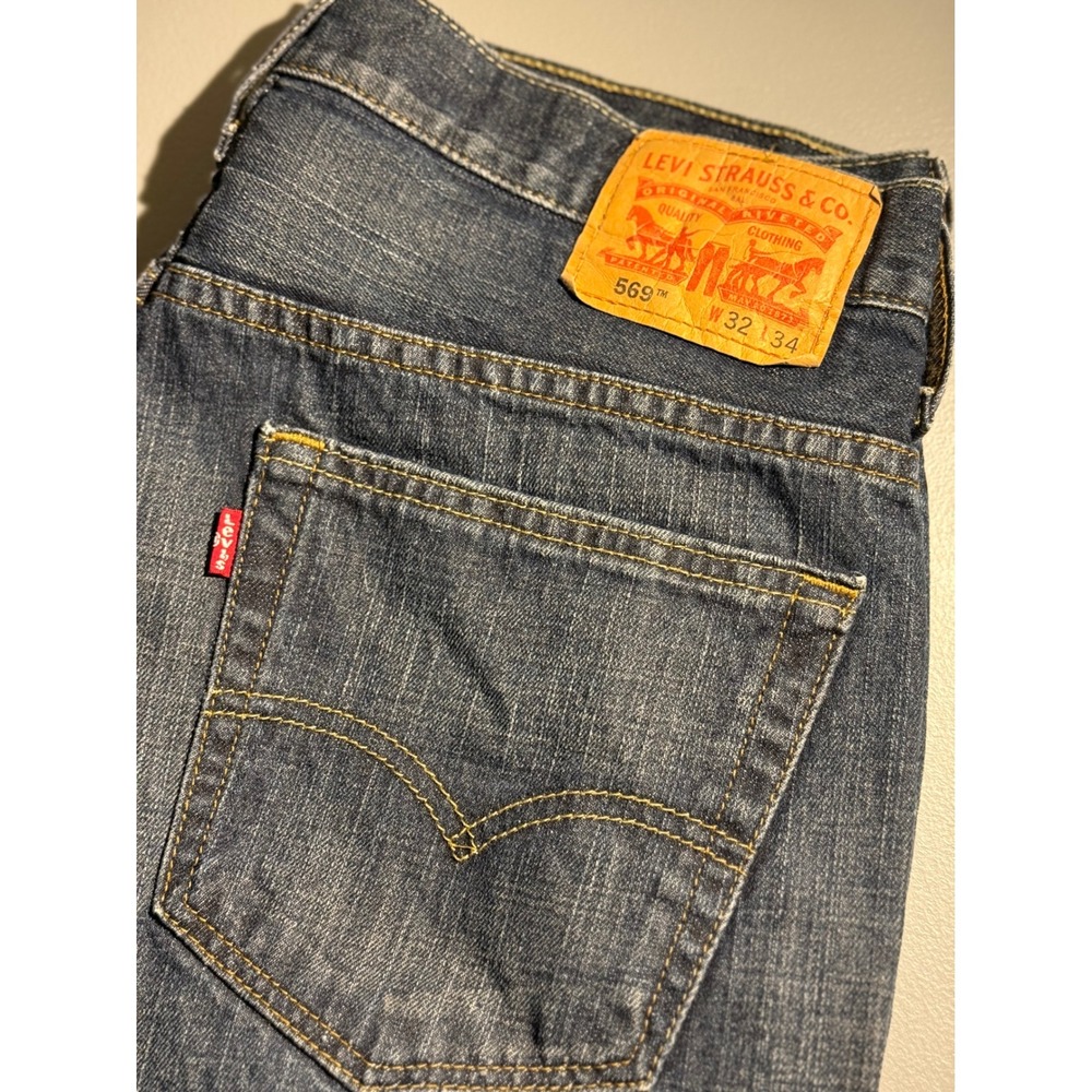 Levis 569 Loose Straight Jeans Mens W32 L34 Dark Wash Blue Denim 00569-0041
